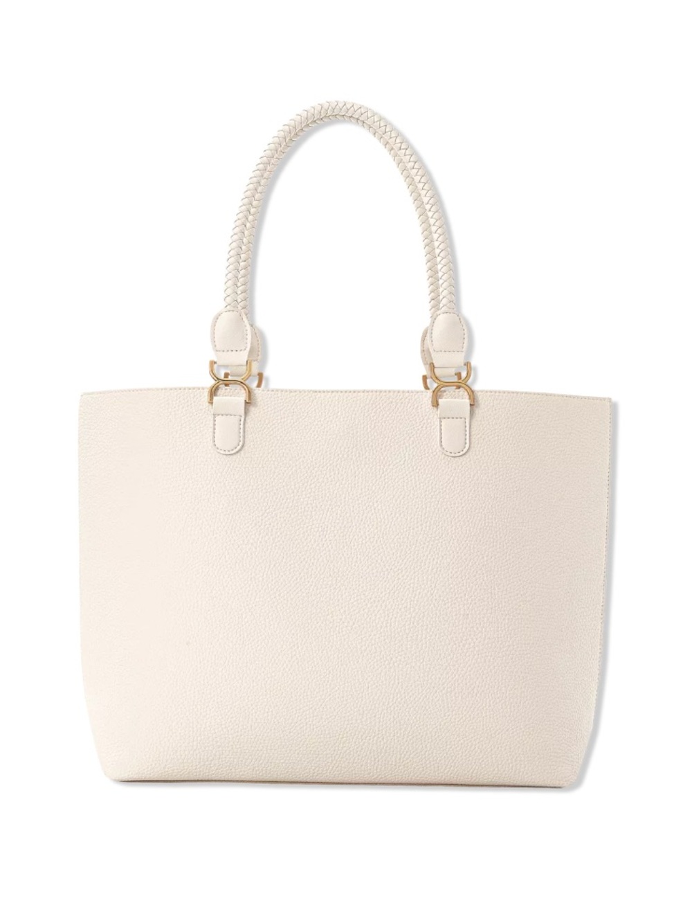 Classic Cream Tote Bag with Braided Handles